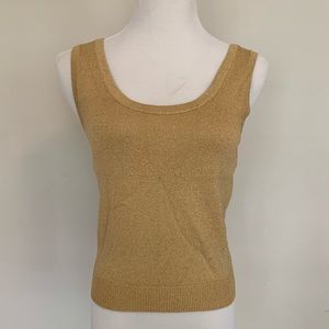 St. John Basics Gold Knit Sleeveless Sweater Sz XS